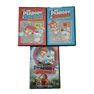 Mr Peabody & Sherman DVD Lot of 3  Wabac Adventures Vol 1 & 2 + Movie